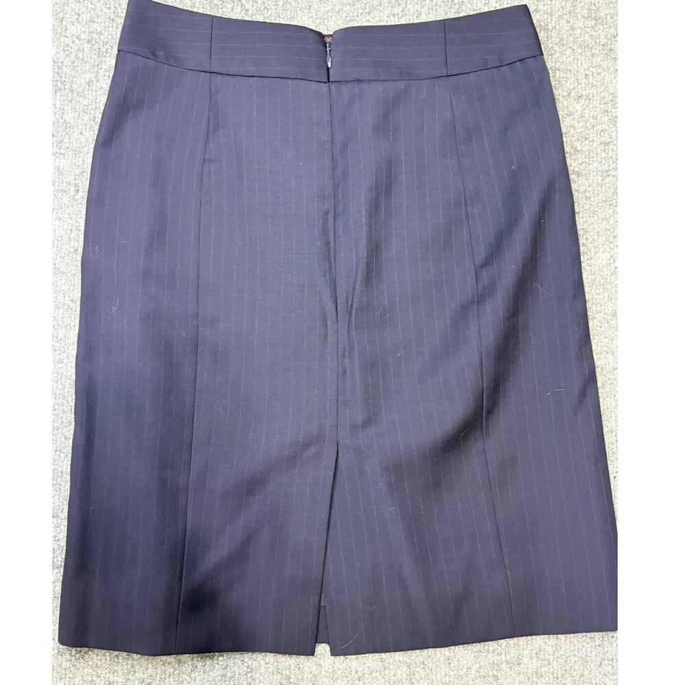 J. Crew Original Fit Navy Pinstripe Skirt Size 2 99% Wool Tailored Separate Sz 2 - Picture 4 of 8